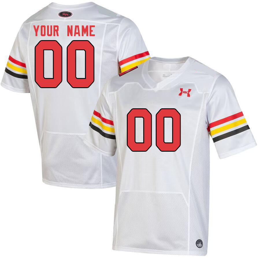 Custom Maryland Terrapins Name And Number College Football Jerseys Stitched-White - Click Image to Close